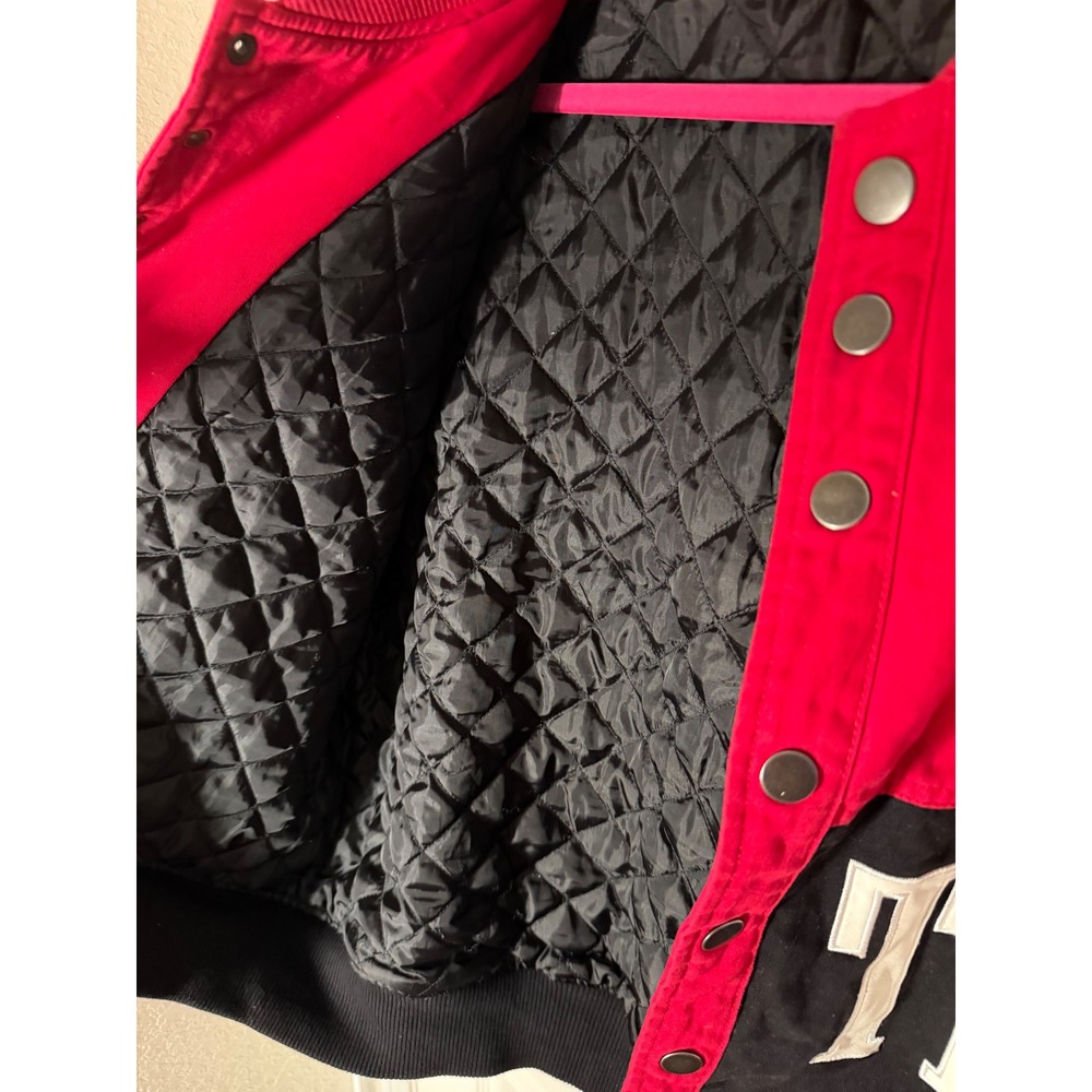 Loiter Racing Jacket Red Black Moto Streetwear Bomber Jacket Size M Y2K - Picture 7 of 13
